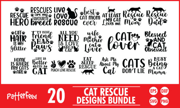 Rescue Cat SVG Bundle for Embroidery Projects
